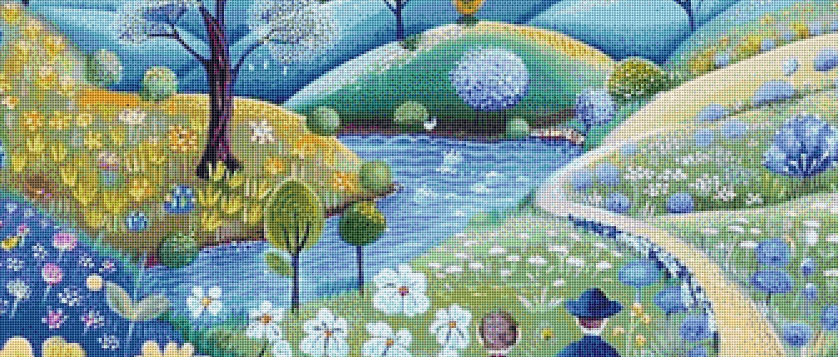 Father and Son Stroll cross stitch pattern by The Art Revivalist