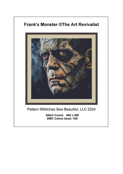 Frank's Monster cross stitch pattern by The Art Revivalist