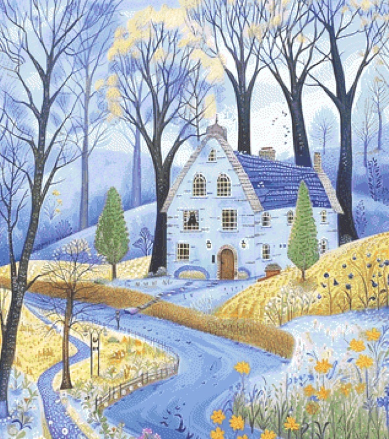 House By The River cross stitch pattern by The Art Revivalist