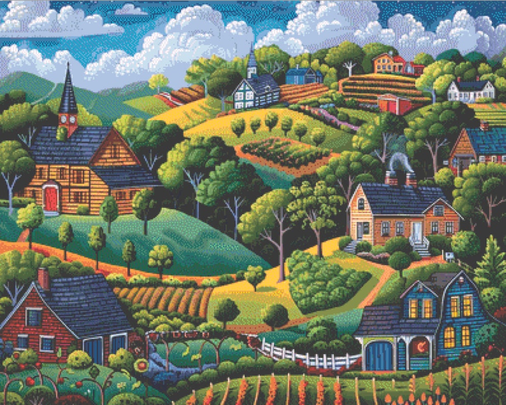 Pastoral Harmony cross stitch pattern by The Art Revivalist