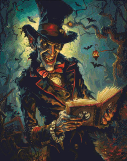 Sinister Sorcerer's Enchanted Forest cross stitch pattern by The Art Revivalist