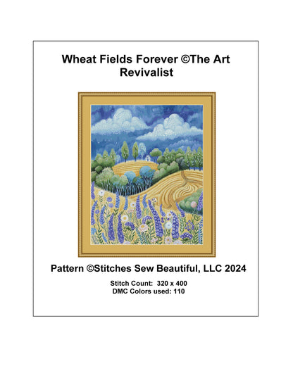 Wheat Fields Forever cross stitch pattern by The Art Revivalist