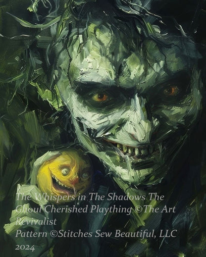 Whispers in The Shadows The Ghoul Cherished Plaything cross stitch pattern by The Art Revivalist