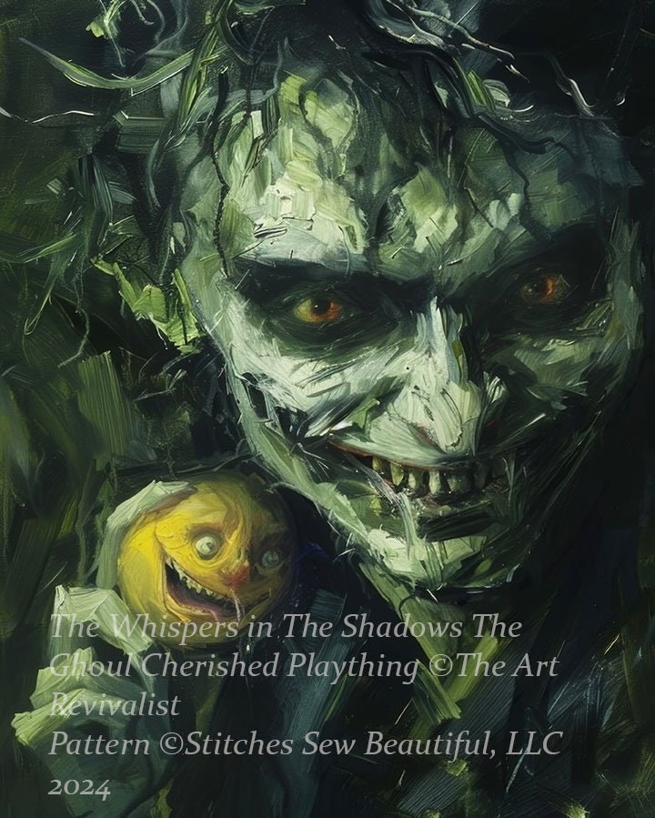 Whispers in The Shadows The Ghoul Cherished Plaything cross stitch pattern by The Art Revivalist