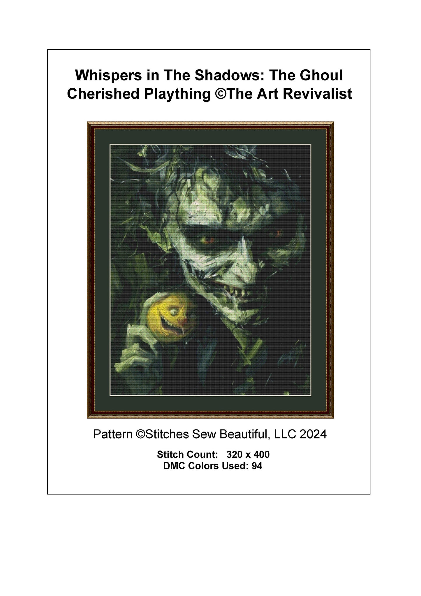 Whispers in The Shadows The Ghoul Cherished Plaything cross stitch pattern by The Art Revivalist