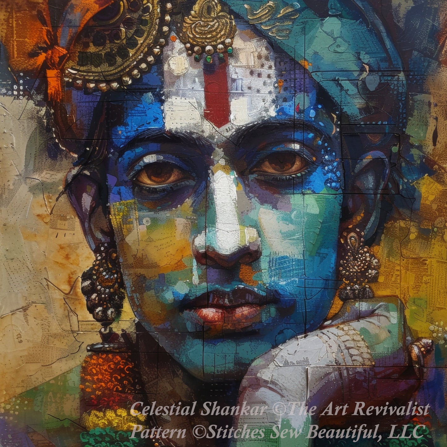 Celestial Shankar cross stitch pattern by The Art Revivalist