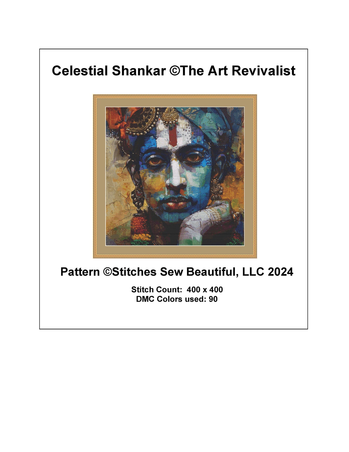 Celestial Shankar cross stitch pattern by The Art Revivalist