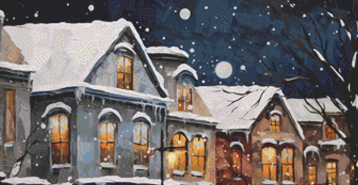 Snowy Village cross stitch pattern by StitchTiny