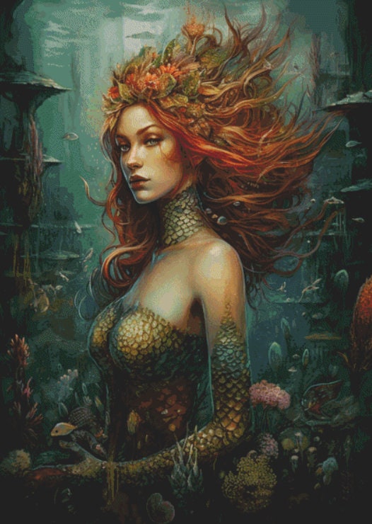 Mermaid Temptress (Max Size) cross stitch pattern by Magical Craftery