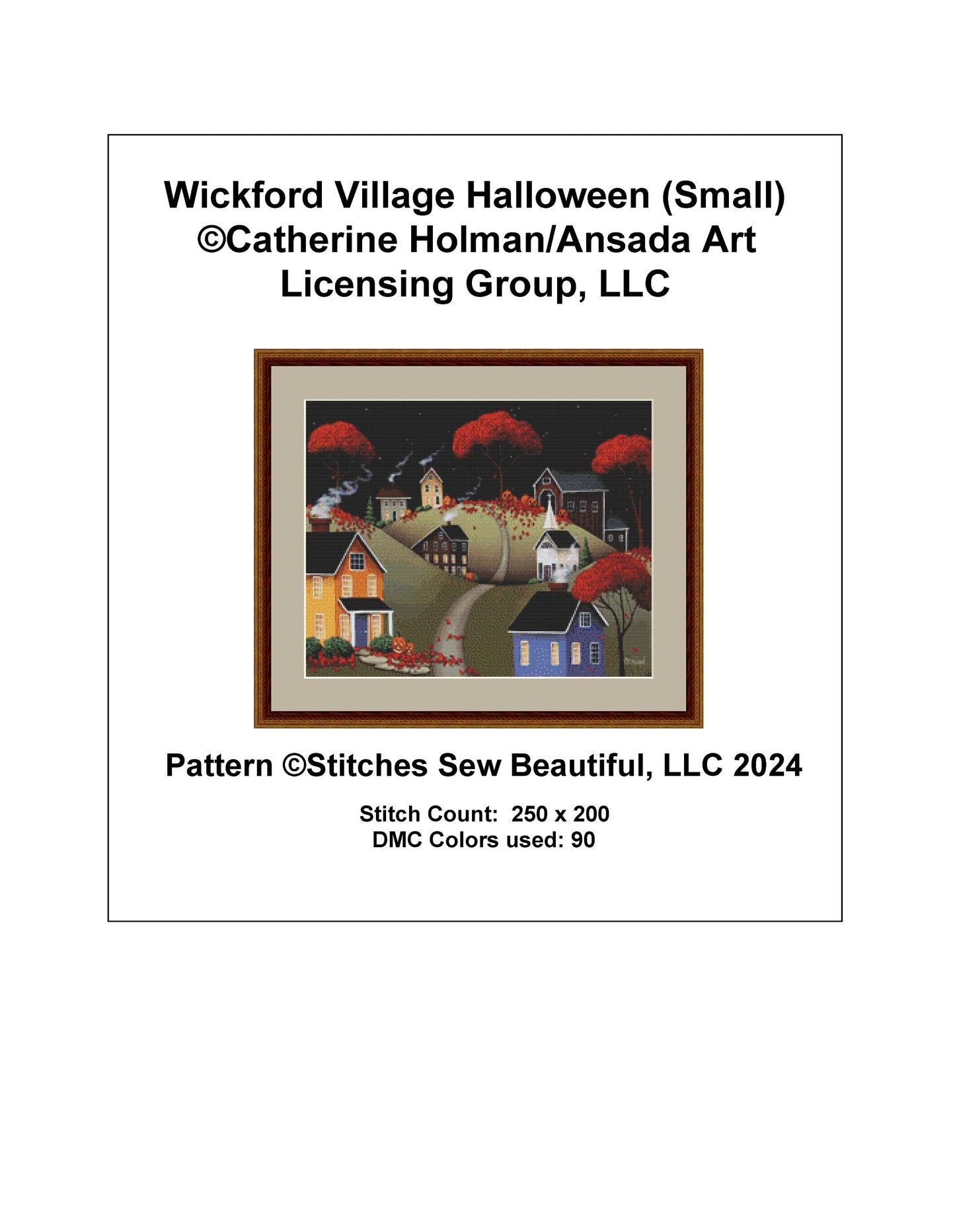 Wickford Village Halloween (Small) cross stitch pattern by Catherine Holman/Ansada Art Licensing Group, LLC