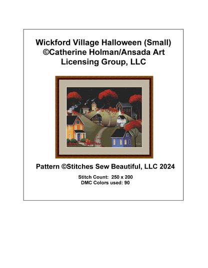 Wickford Village Halloween (Small) cross stitch pattern by Catherine Holman/Ansada Art Licensing Group, LLC
