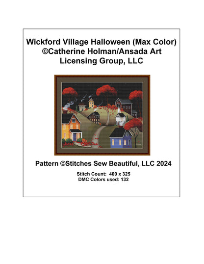 Wickford Village Halloween (Max Color) cross stitch pattern by Catherine Holman/Ansada Art Licensing Group, LLC