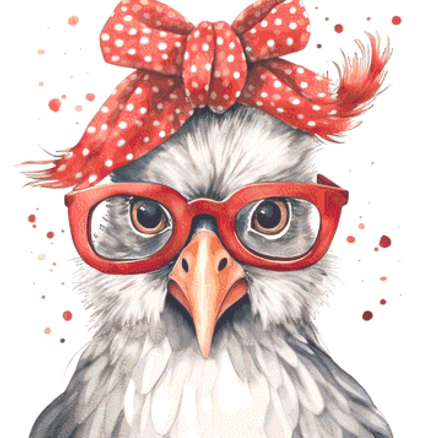 Funny Chicken cross stitch pattern by CedarGroveGraphics