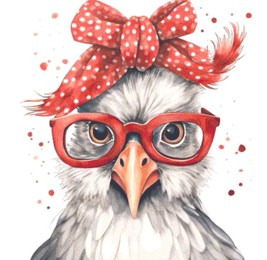 Funny Chicken (Max Colors) cross stitch pattern by CedarGroveGraphics