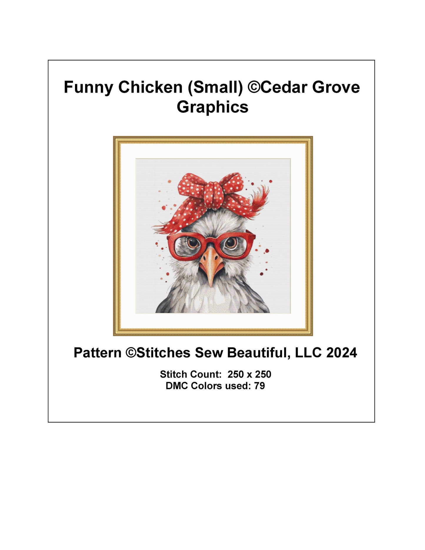 Funny Chicken (Small) cross stitch pattern by CedarGroveGraphics