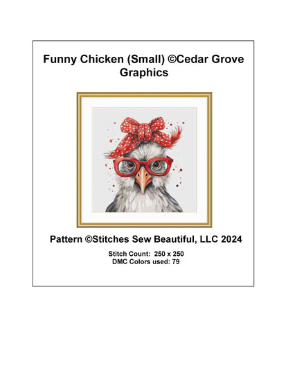 Funny Chicken (Small) cross stitch pattern by CedarGroveGraphics