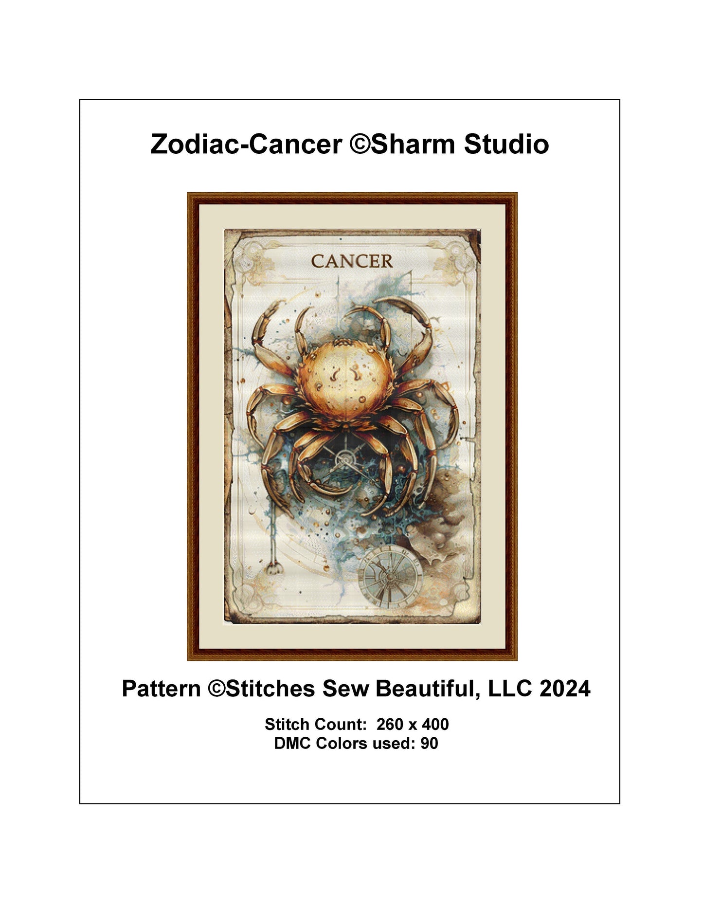 Zodiac - Cancer counted cross stitch pattern by Sharm Studio