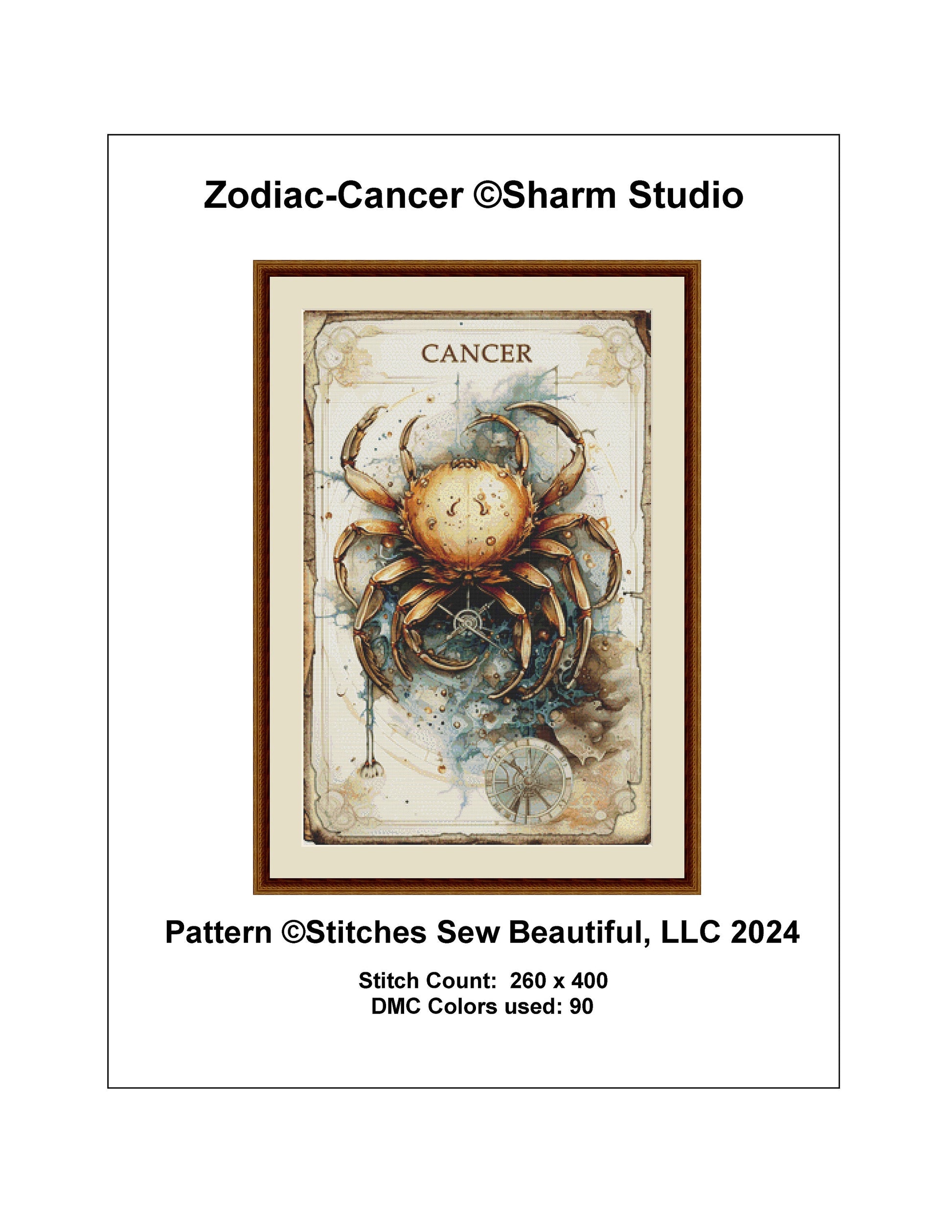 Zodiac - Cancer counted cross stitch pattern by Sharm Studio