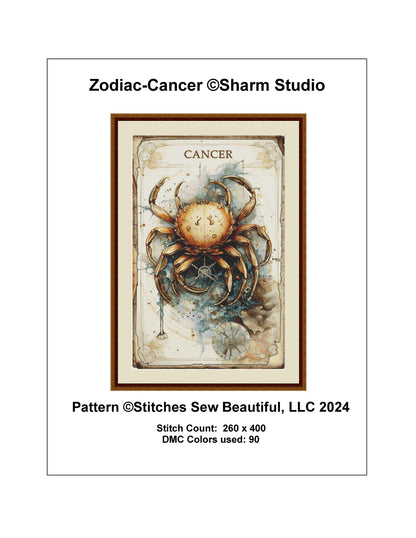 Zodiac - Cancer counted cross stitch pattern by Sharm Studio