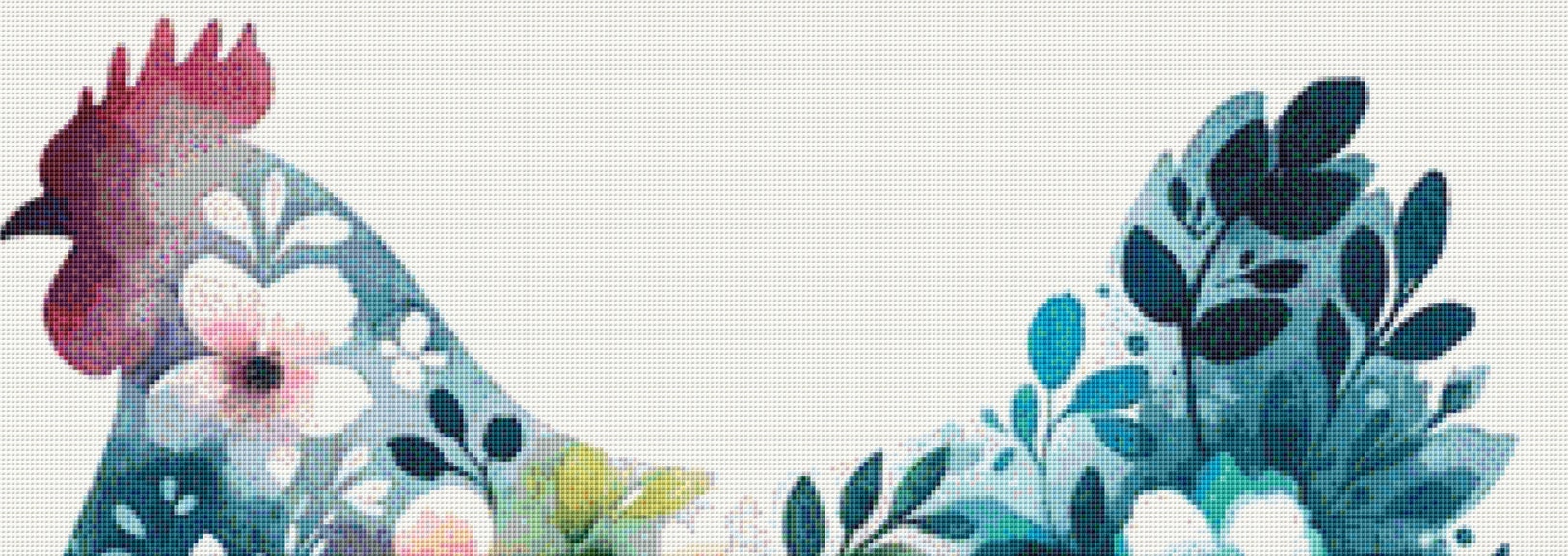 Flower Chicken (Max Color) cross stitch pattern by CraftyBeachOnYouTube