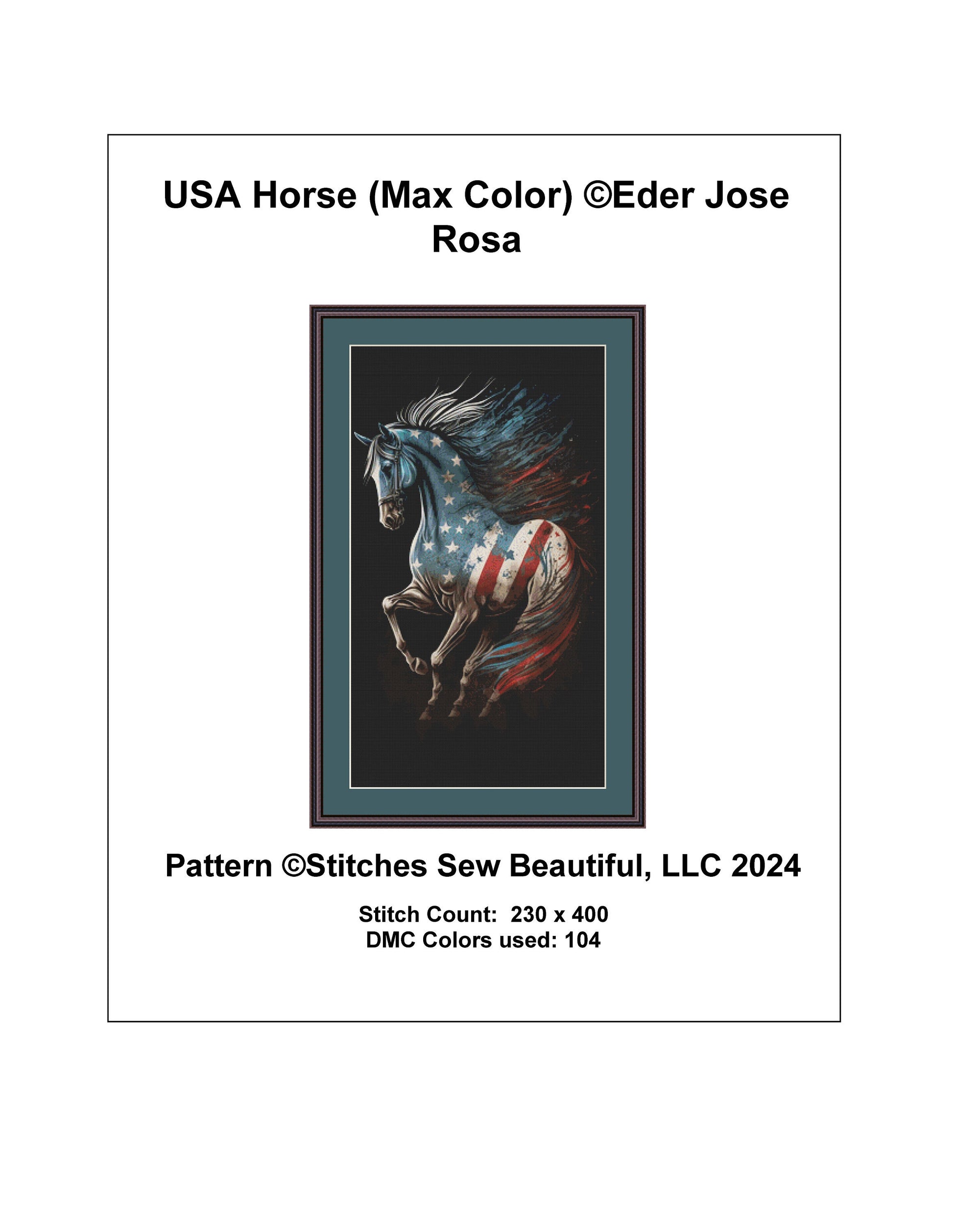 USA Horse (Max Color) cross stitch pattern by Eder Jose Rosa