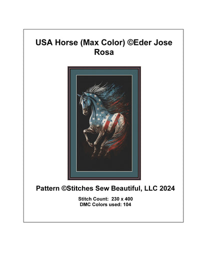 USA Horse (Max Color) cross stitch pattern by Eder Jose Rosa