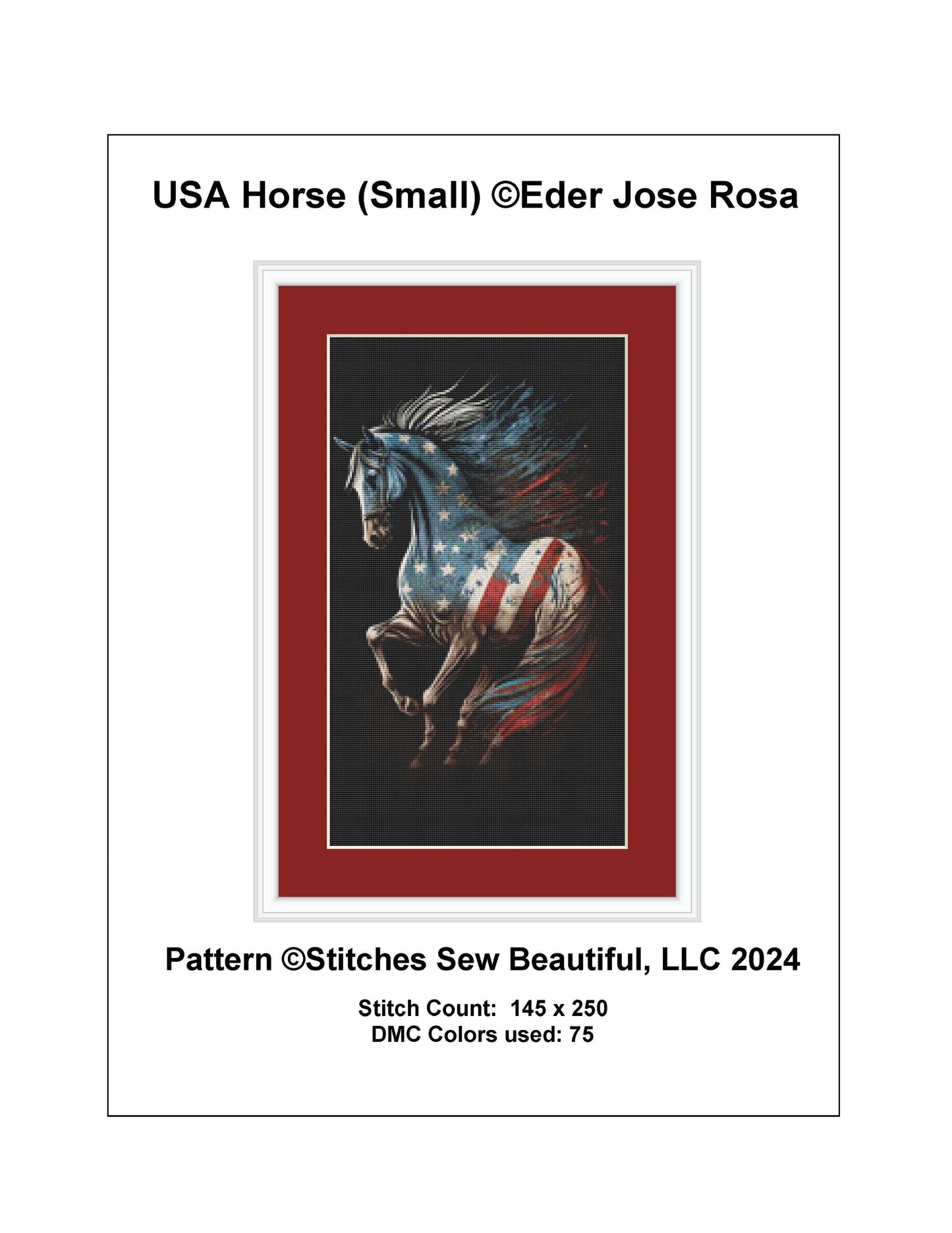 USA Horse (Small) cross stitch pattern by Eder Jose Rosa