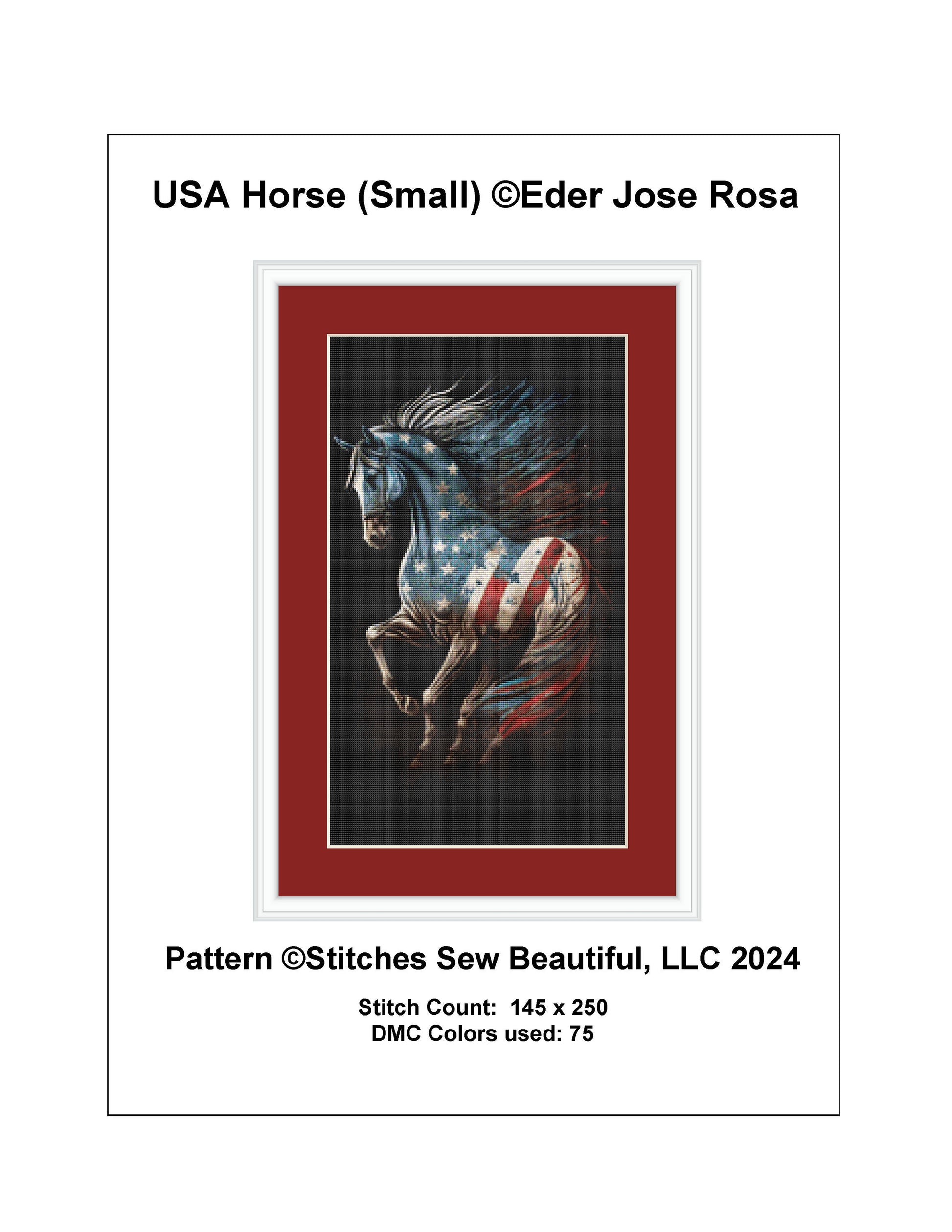 USA Horse (Small) cross stitch pattern by Eder Jose Rosa