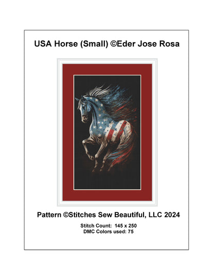 USA Horse (Small) cross stitch pattern by Eder Jose Rosa