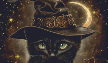 Magic Black Cat cross stitch pattern by IvyCottageHome