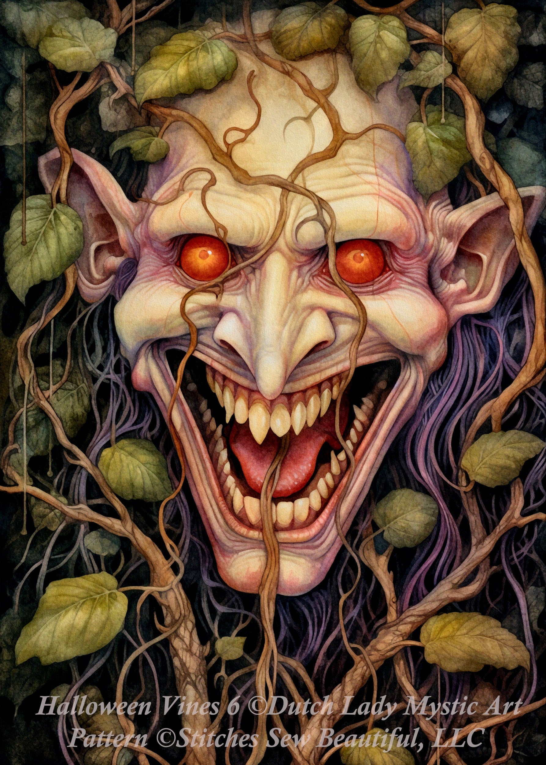 Halloween Vines 6 (Max Color) cross stitch pattern by DutchLadyMysticArt