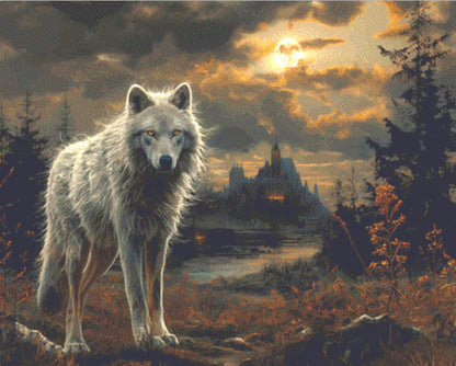 Moonlit Guardian cross stitch pattern by The Art Revivalist