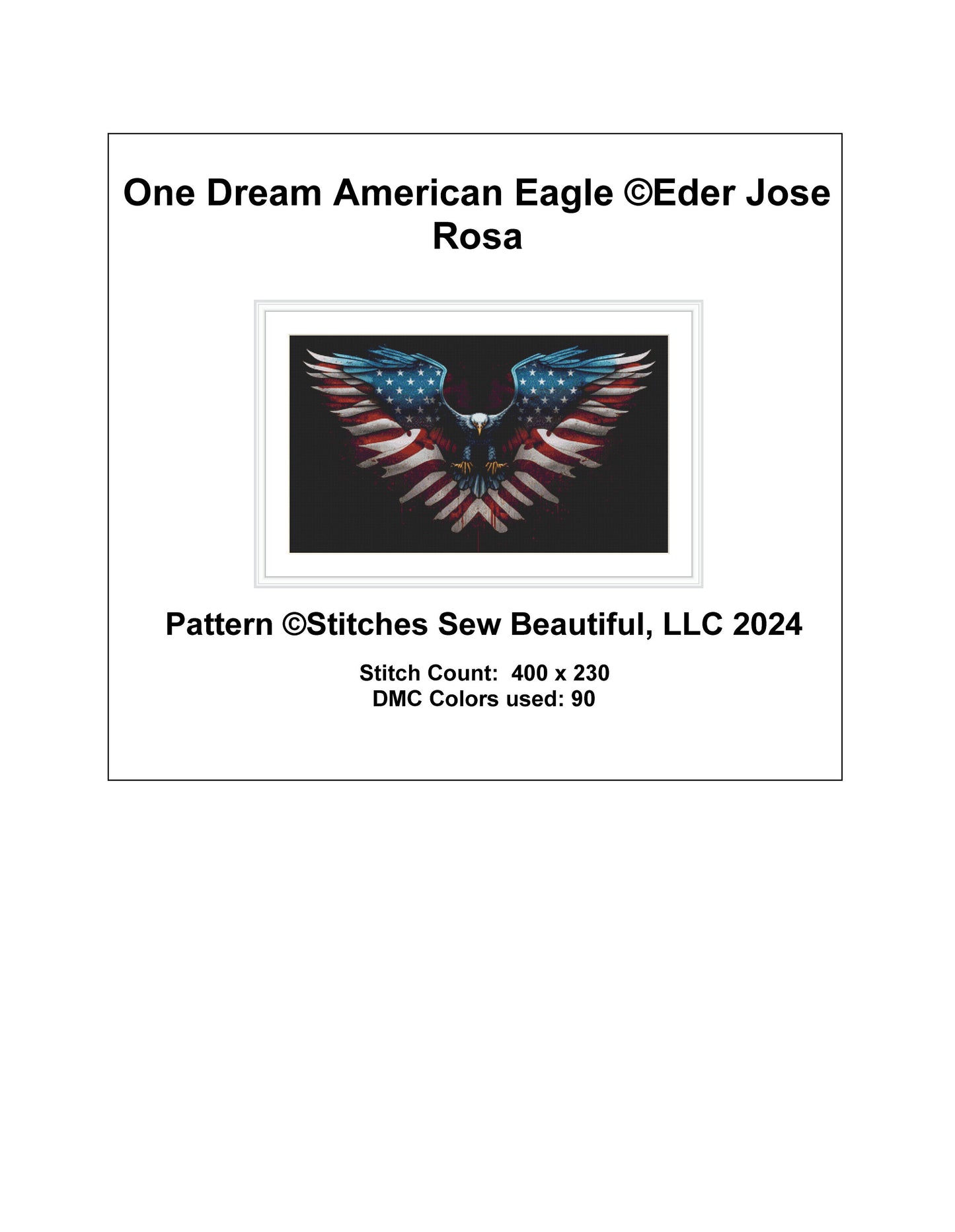 One Dream American Eagle cross stitch pattern by Eder Jose Rosa