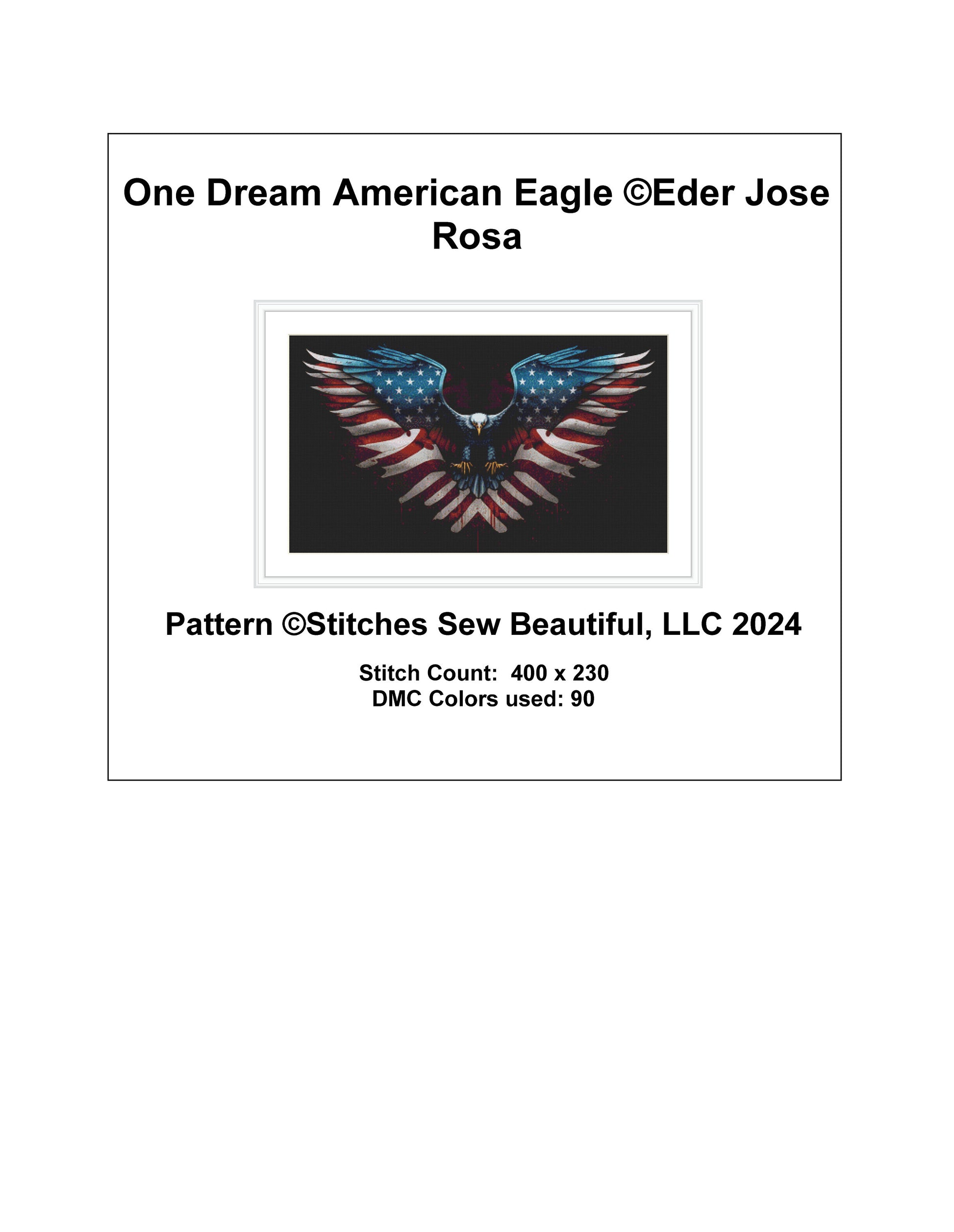One Dream American Eagle cross stitch pattern by Eder Jose Rosa