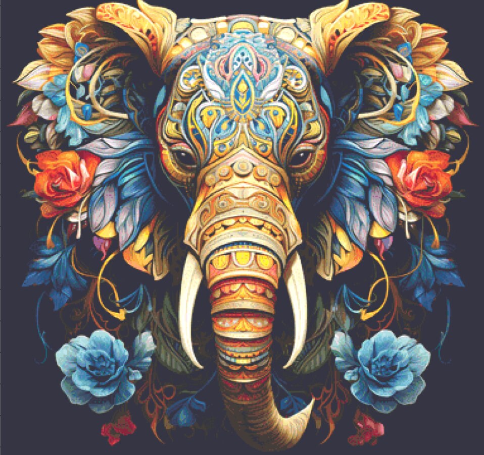 Elephant in Colors (Max Color) cross stitch pattern by Eder Jose Rosa