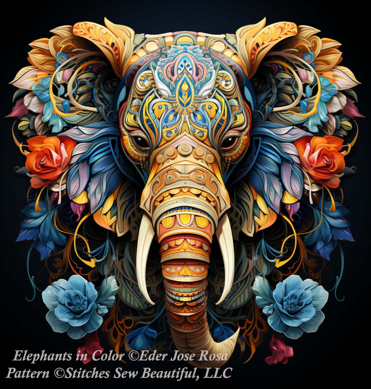 Elephant in Colors cross stitch pattern by Eder Jose Rosa