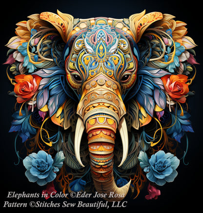 Elephant in Colors cross stitch pattern by Eder Jose Rosa