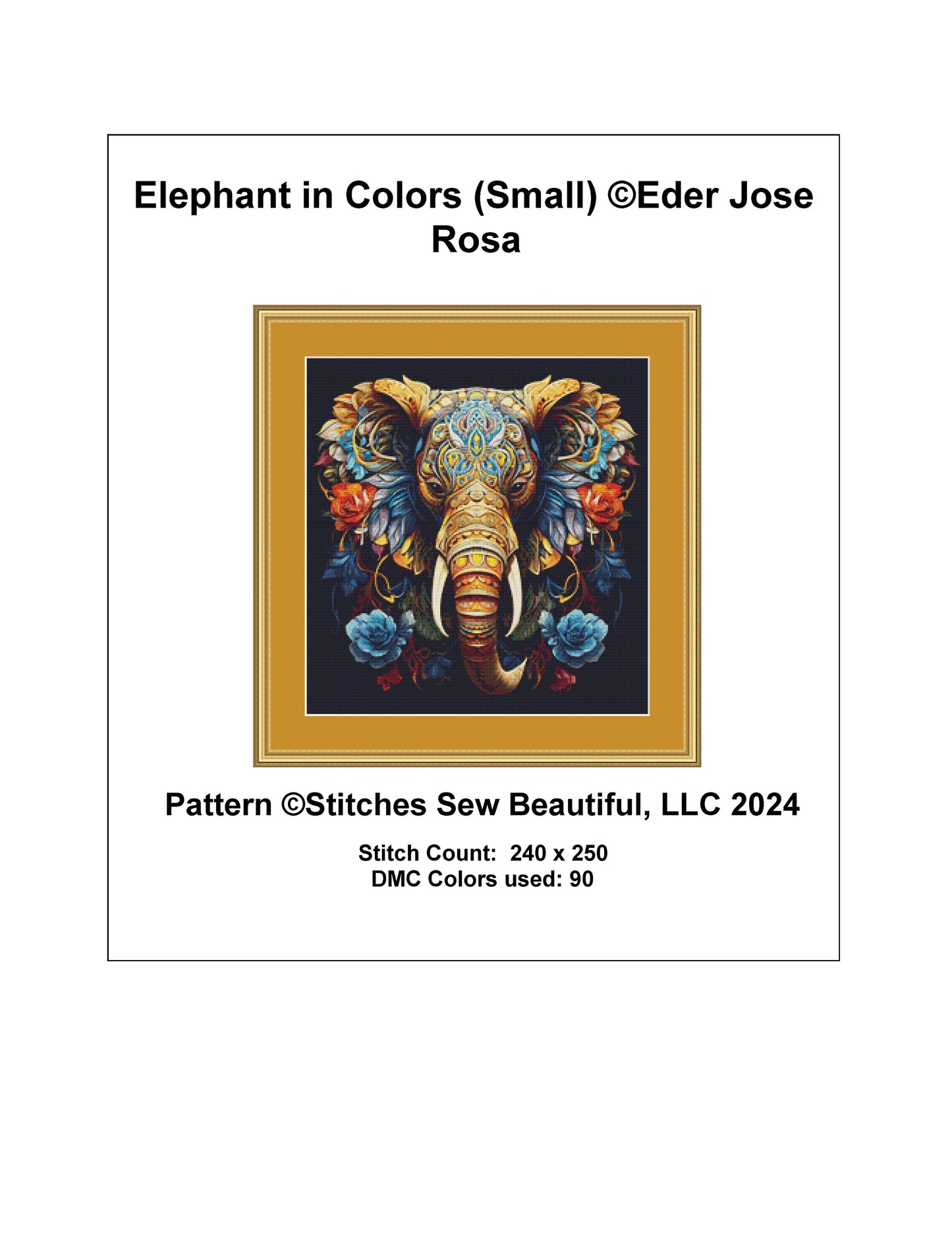Elephant in Colors (Small) cross stitch pattern by Eder Jose Rosa