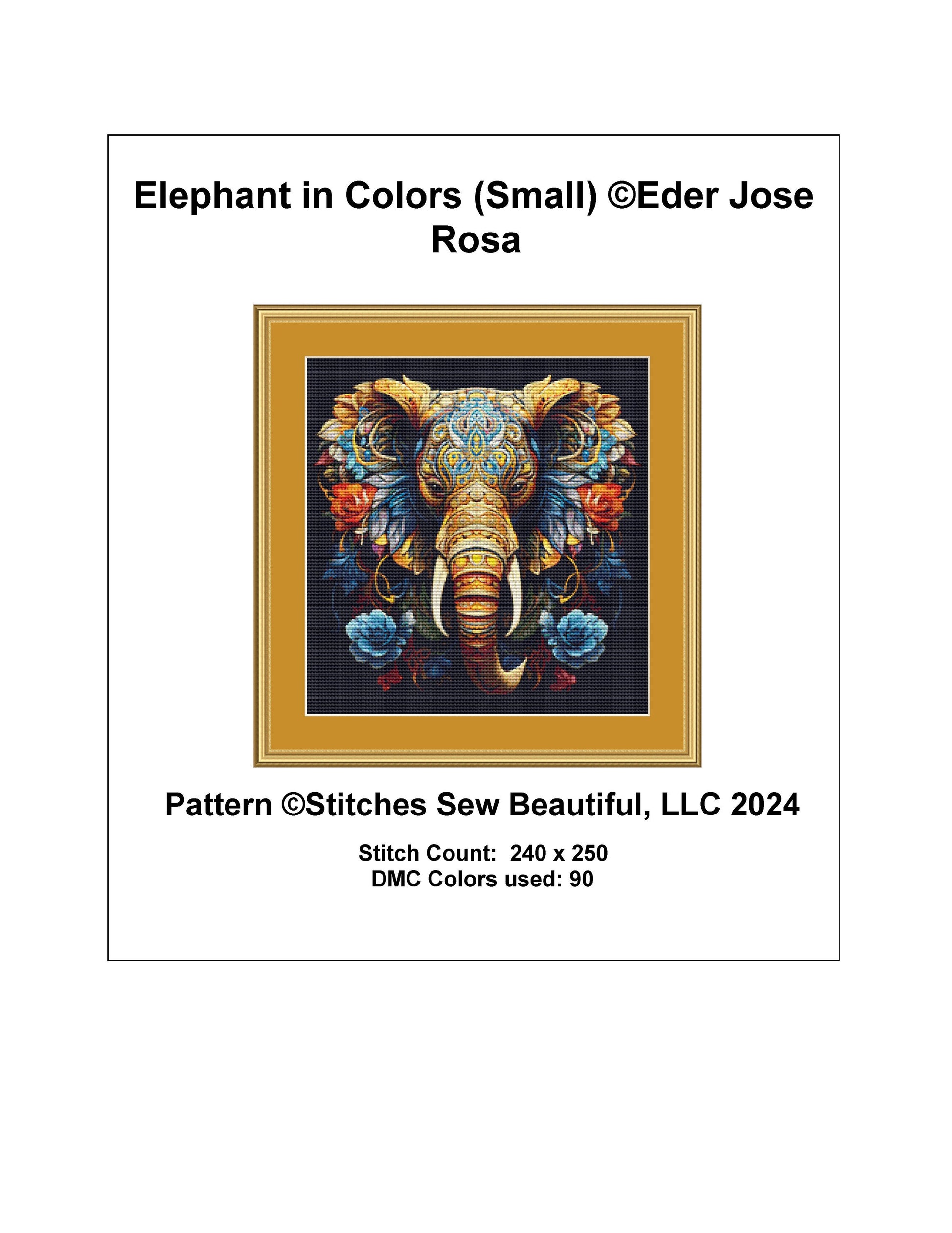 Elephant in Colors (Small) cross stitch pattern by Eder Jose Rosa