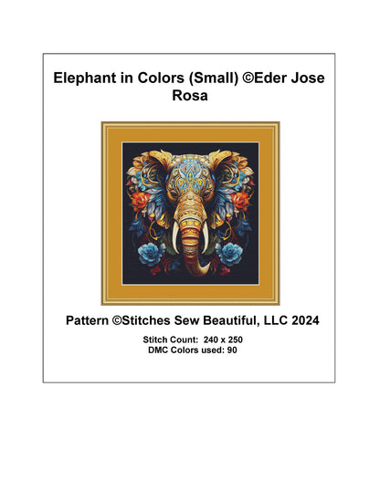 Elephant in Colors (Small) cross stitch pattern by Eder Jose Rosa