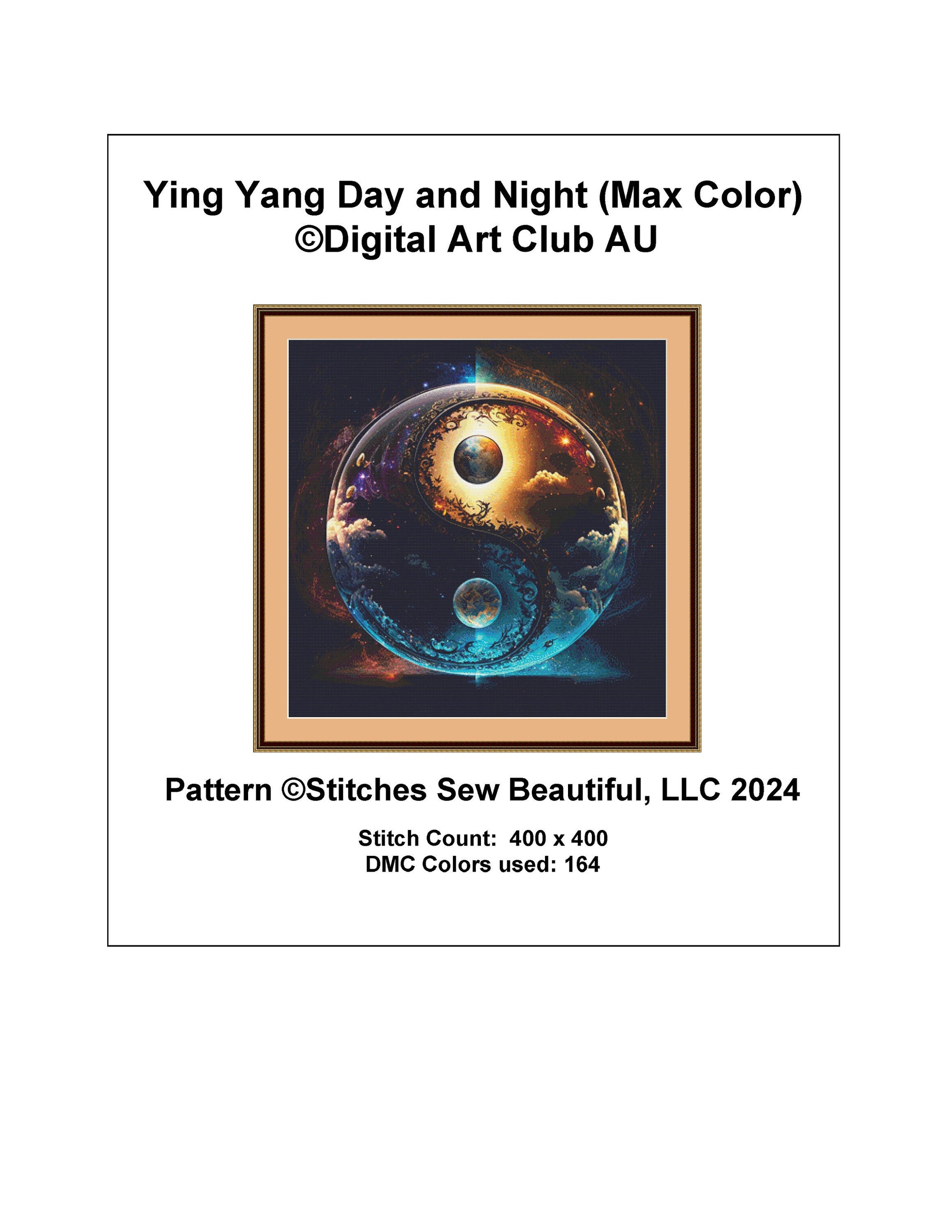 Ying Yang Day and Night (Max Color) cross stitch pattern by Digital Art Club AU