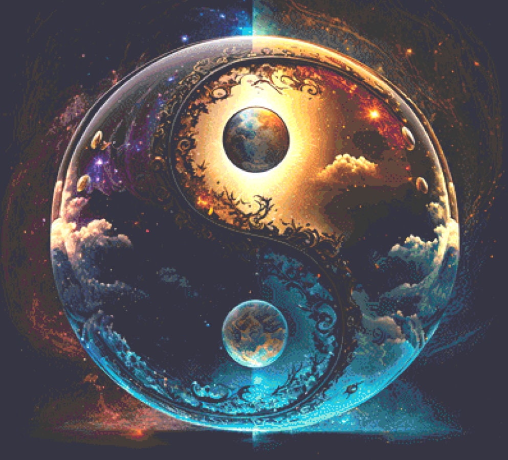 Ying Yang Day and Night (Max Color) cross stitch pattern by Digital Art Club AU