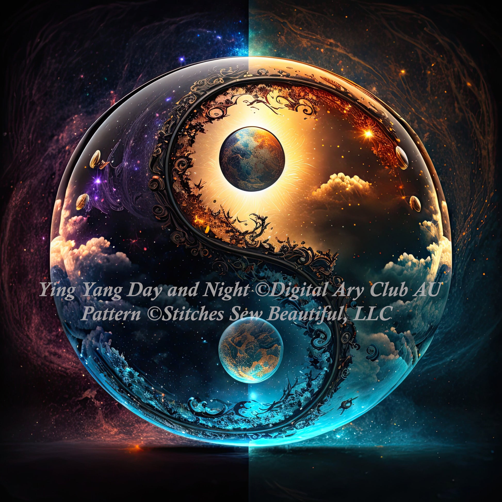 Ying Yang Day and Night cross stitch pattern by DigitalArtClubAU