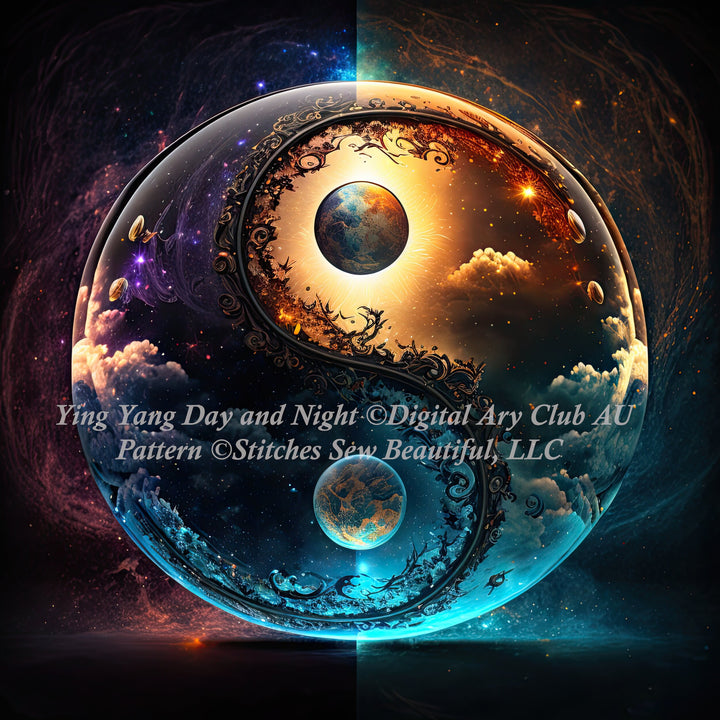 Ying Yang Day and Night cross stitch pattern by DigitalArtClubAU