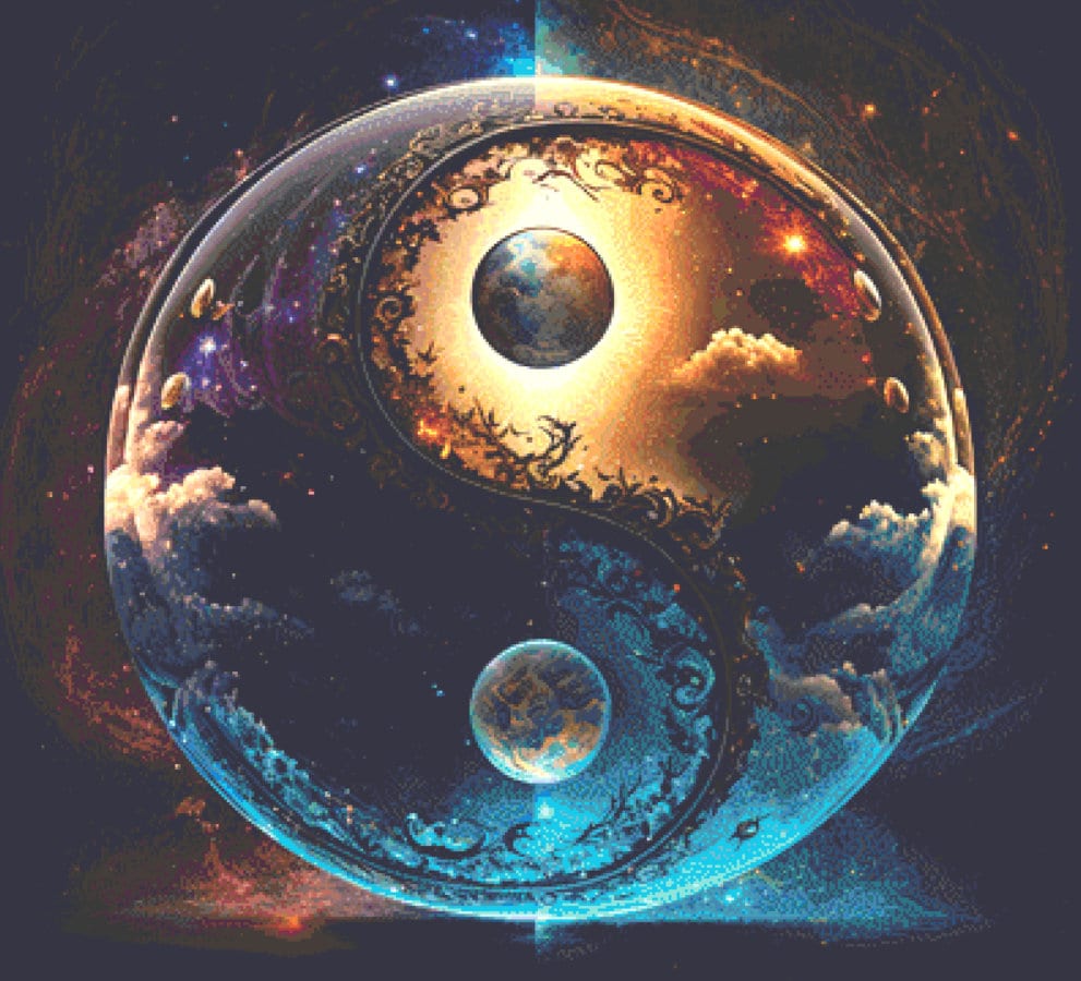 Ying Yang Day and Night cross stitch pattern by DigitalArtClubAU