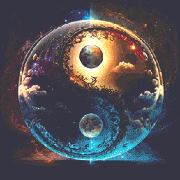 Ying Yang Day and Night (Small) cross stitch pattern by DigitalArtClubAU