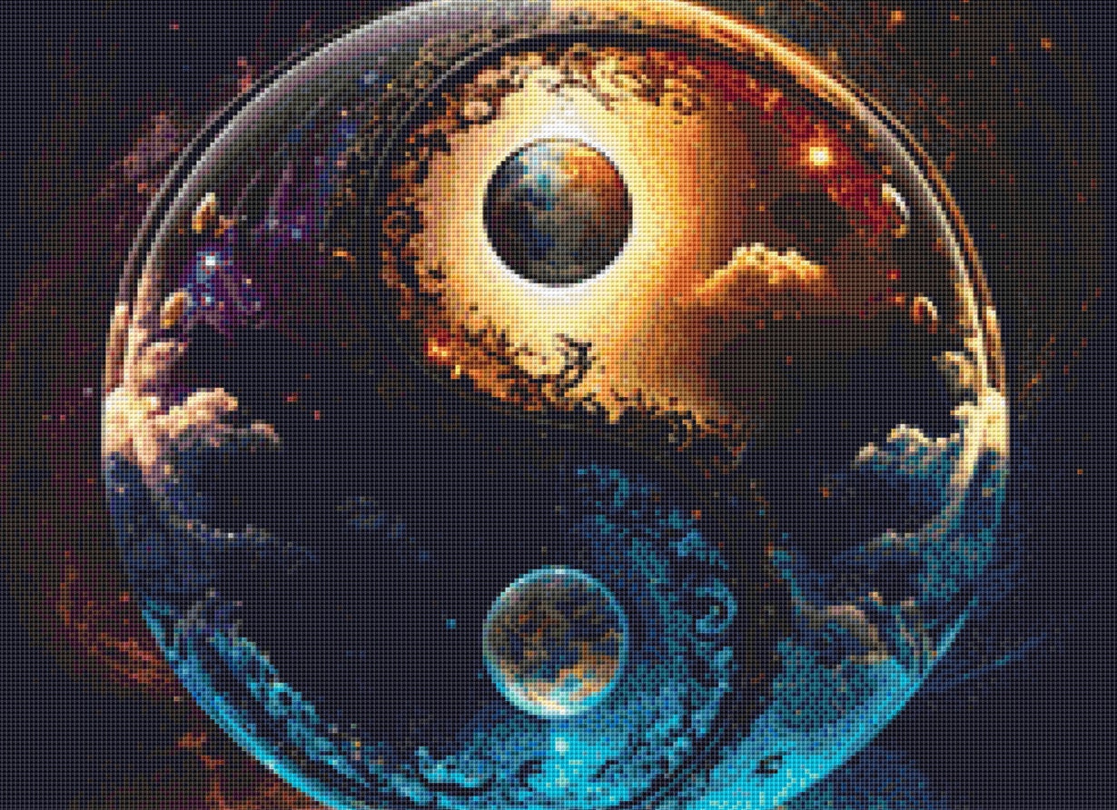 Ying Yang Day and Night (Small) cross stitch pattern by DigitalArtClubAU