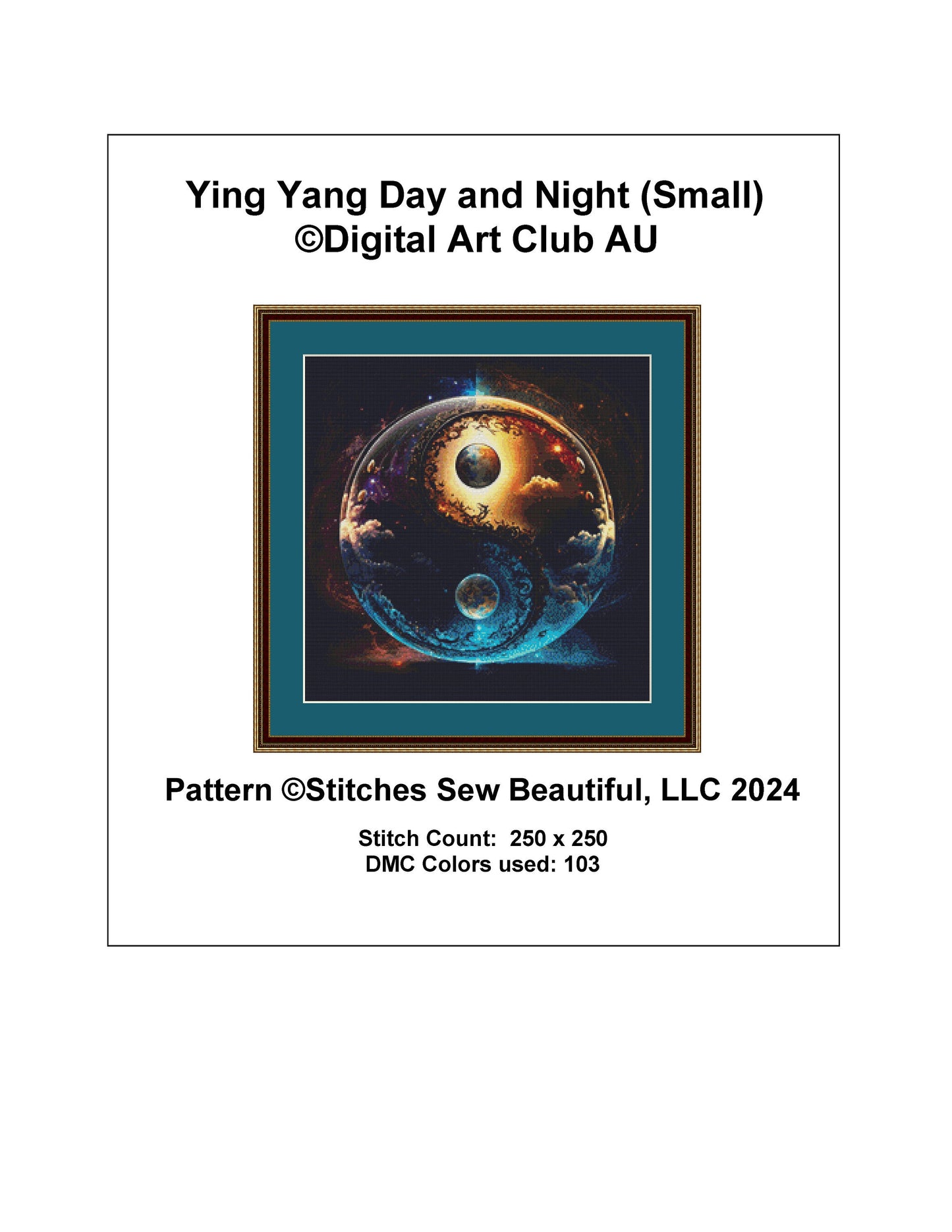 Ying Yang Day and Night (Small) cross stitch pattern by DigitalArtClubAU