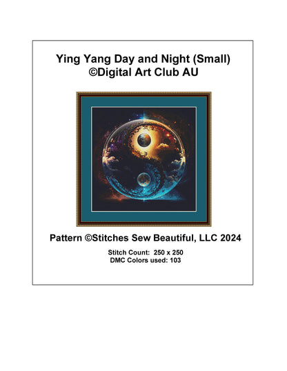 Ying Yang Day and Night (Small) cross stitch pattern by DigitalArtClubAU