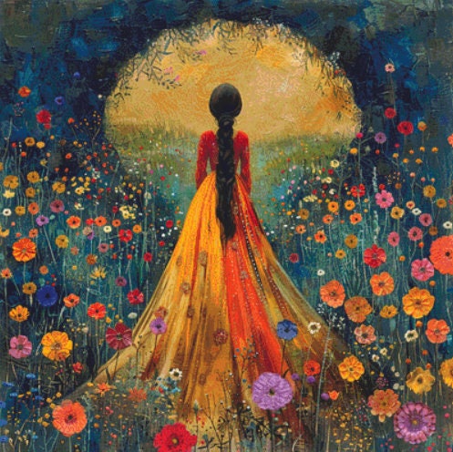 Woman in a Field of Flowers 11 (Max Color) cross stitch pattern by Eder Jose Rosa